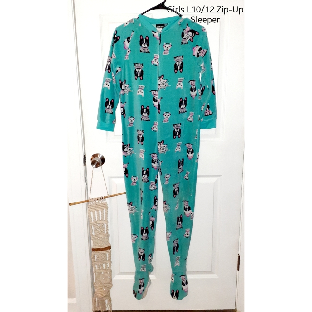 Girls Fleece Zip-Up Sleeper Pajamas